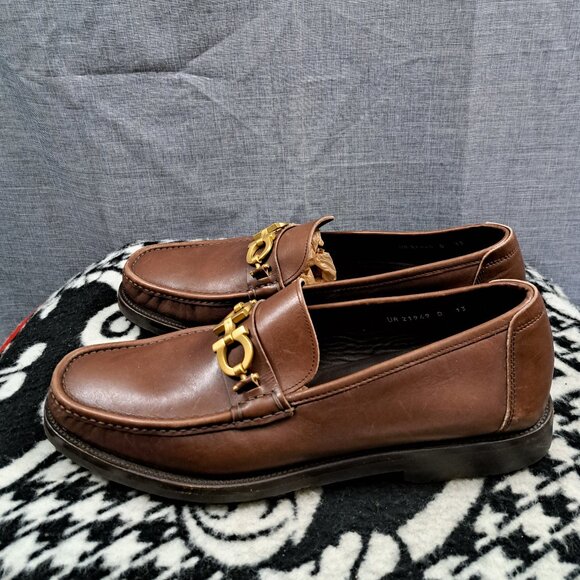 Salvatore Ferragamo Gancini Bit Loafers Men Size 13 Brown Italy main image 13